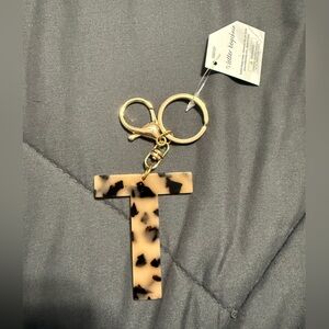 Tortoise Shell Keychain with Gold Accents